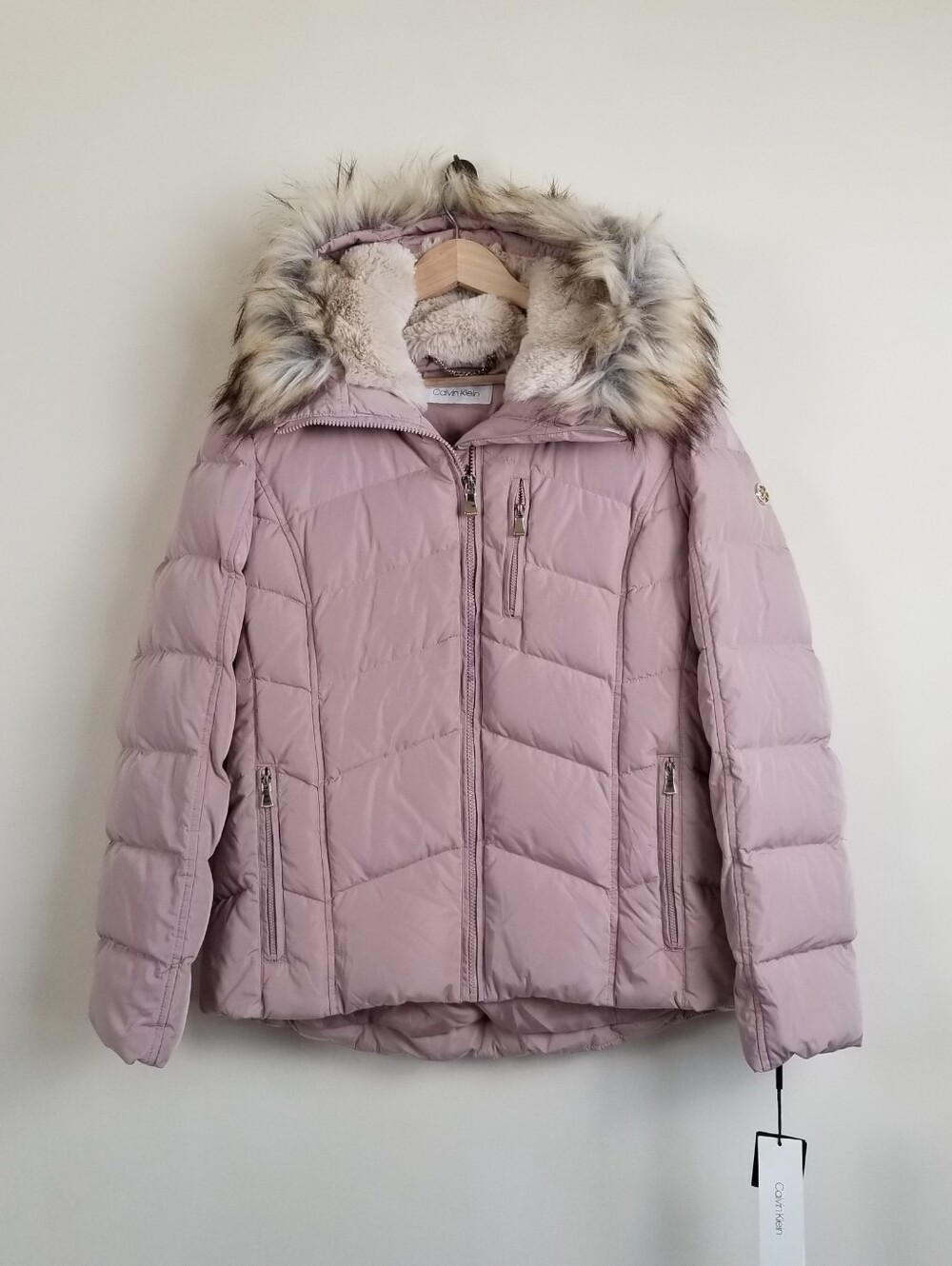 Calvin Klein Down Coat Hooded Large New With Defect